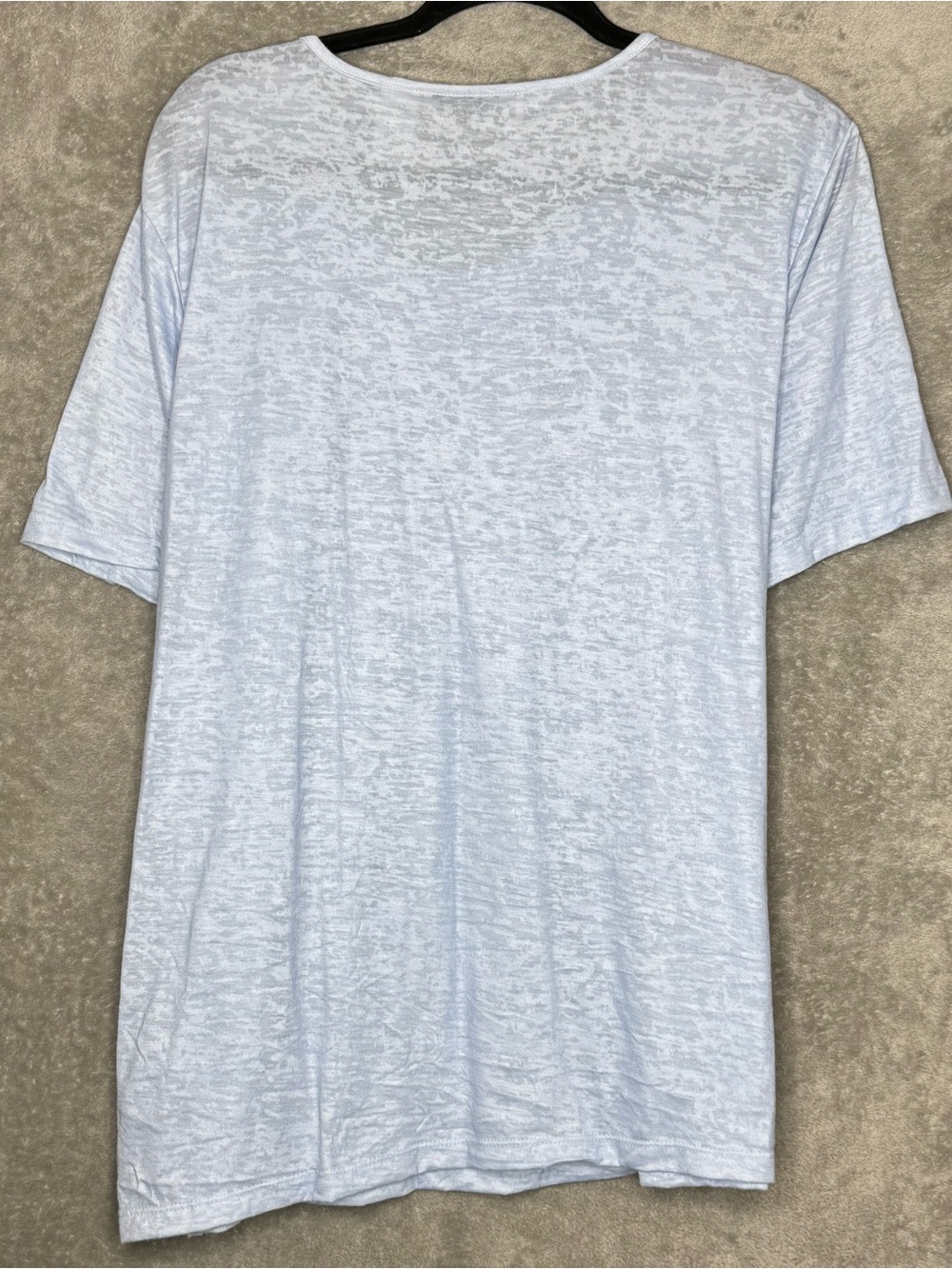Cathy Daniels Women’s 1X Top Blue Heathered Pleated Neck Short Sleeve Shirt - Picture 5 of 8